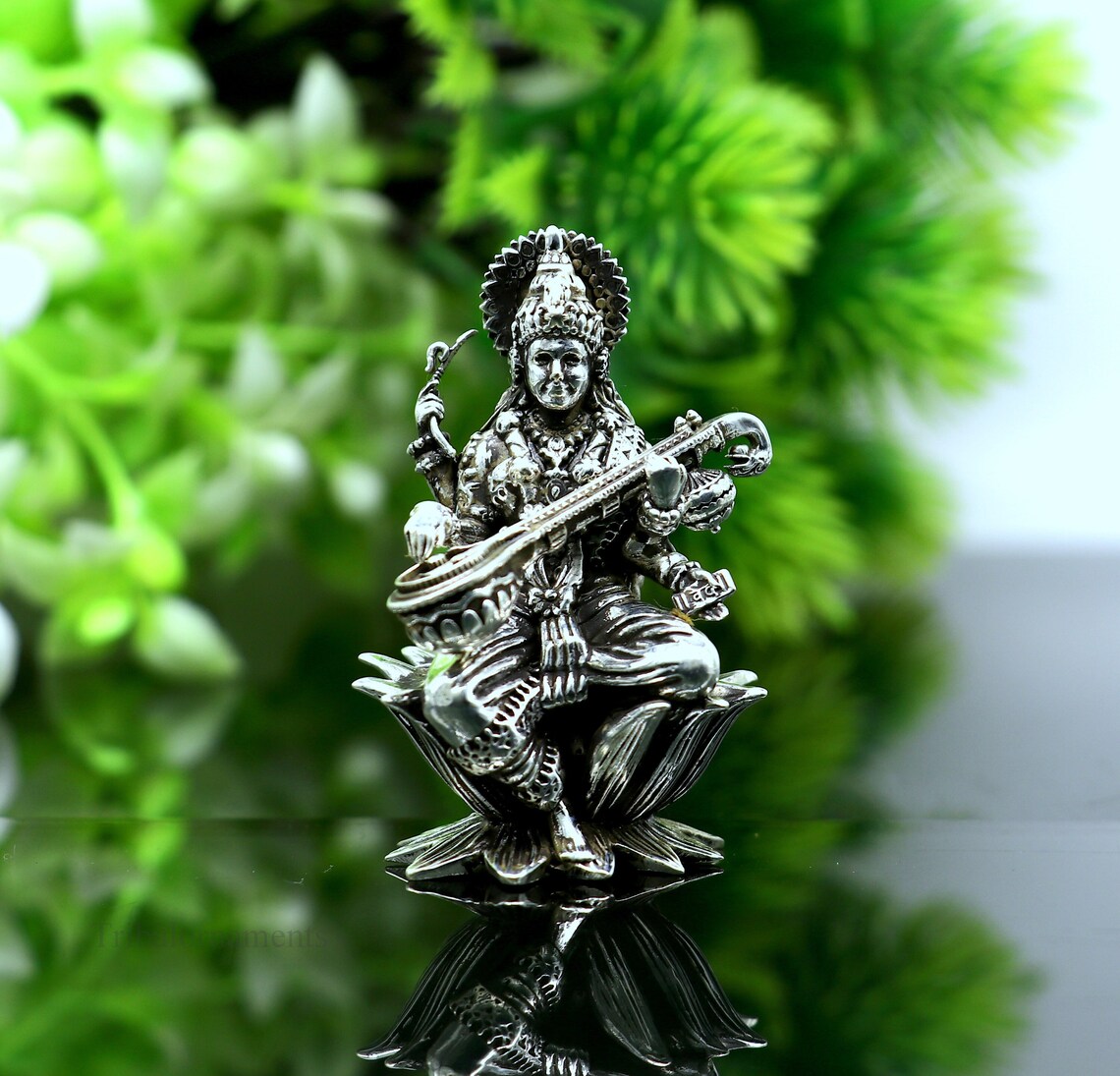 Solid Sterling silver handmade Hindu idols 2024 Laxmi,Ganesha and Saraswati statue, puja article figurine, home décor Diwali puja gift su532