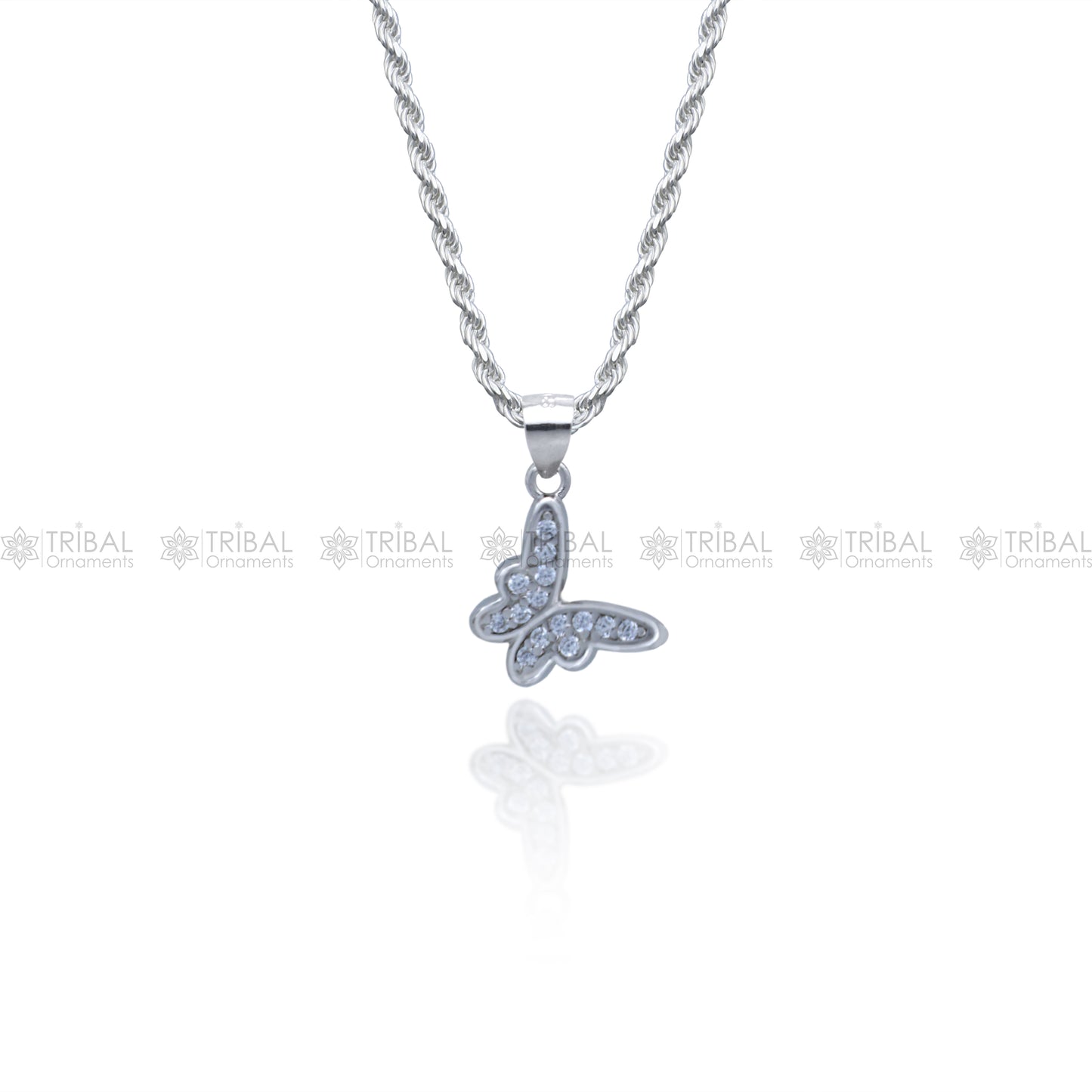 925 Sterling silver butterfly shape diamond cubic zirconia stone pendant nsp978 - TRIBAL ORNAMENTS