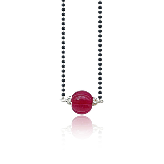 925 sterling silver black beads chain and red beads necklace, vintage stylish fancy necklace ms150 - TRIBAL ORNAMENTS