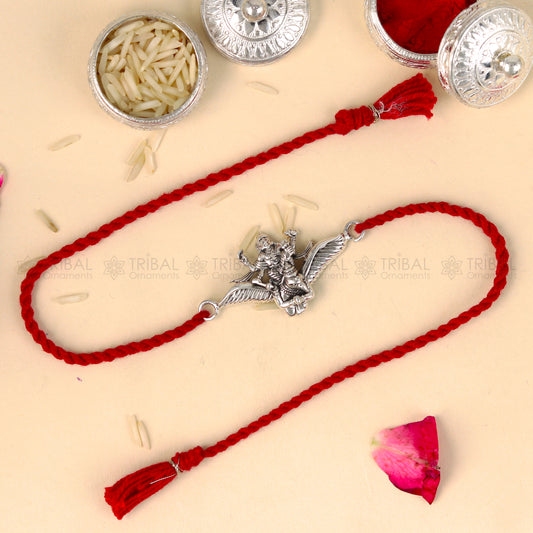 925 Sterling silver Lord vishnu with garuda design pendant Rakhi bracelet Rakshabandhan festival rk372 - TRIBAL ORNAMENTS