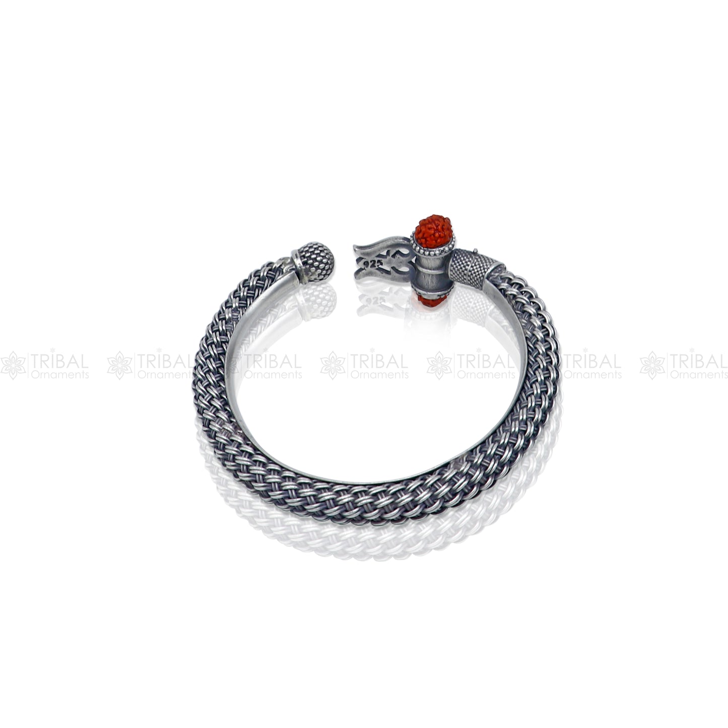 Lord Shiva trident / trishul design 925 sterling silver handmade bangle bracelet kada nsk850 - TRIBAL ORNAMENTS