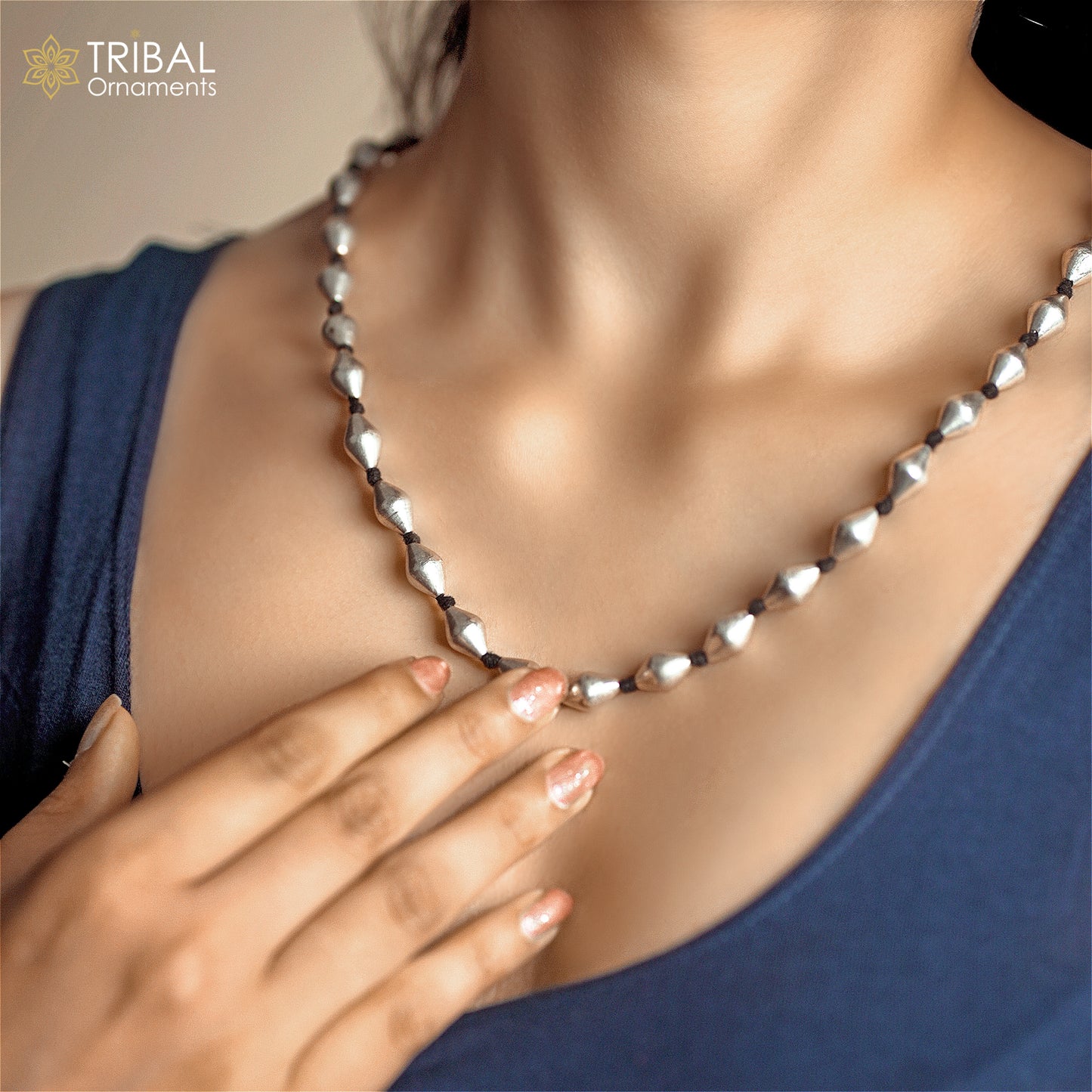 925 sterling silver handmade oval shape beaded adjustable string for pendant or Mangalsutra, best customized ethnic jewelry ideas set482 - TRIBAL ORNAMENTS
