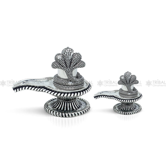 925 sterling silver lord Shiva lingam Divine Shiva lingam at home temple art790 - TRIBAL ORNAMENTS