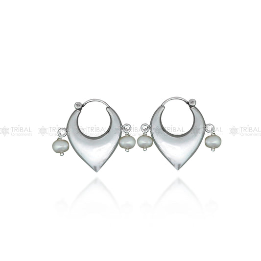 925 sterling silver fabulous vintage plain pearl beads design hoops earing,elegant hoops cultural earrings s1334 - TRIBAL ORNAMENTS