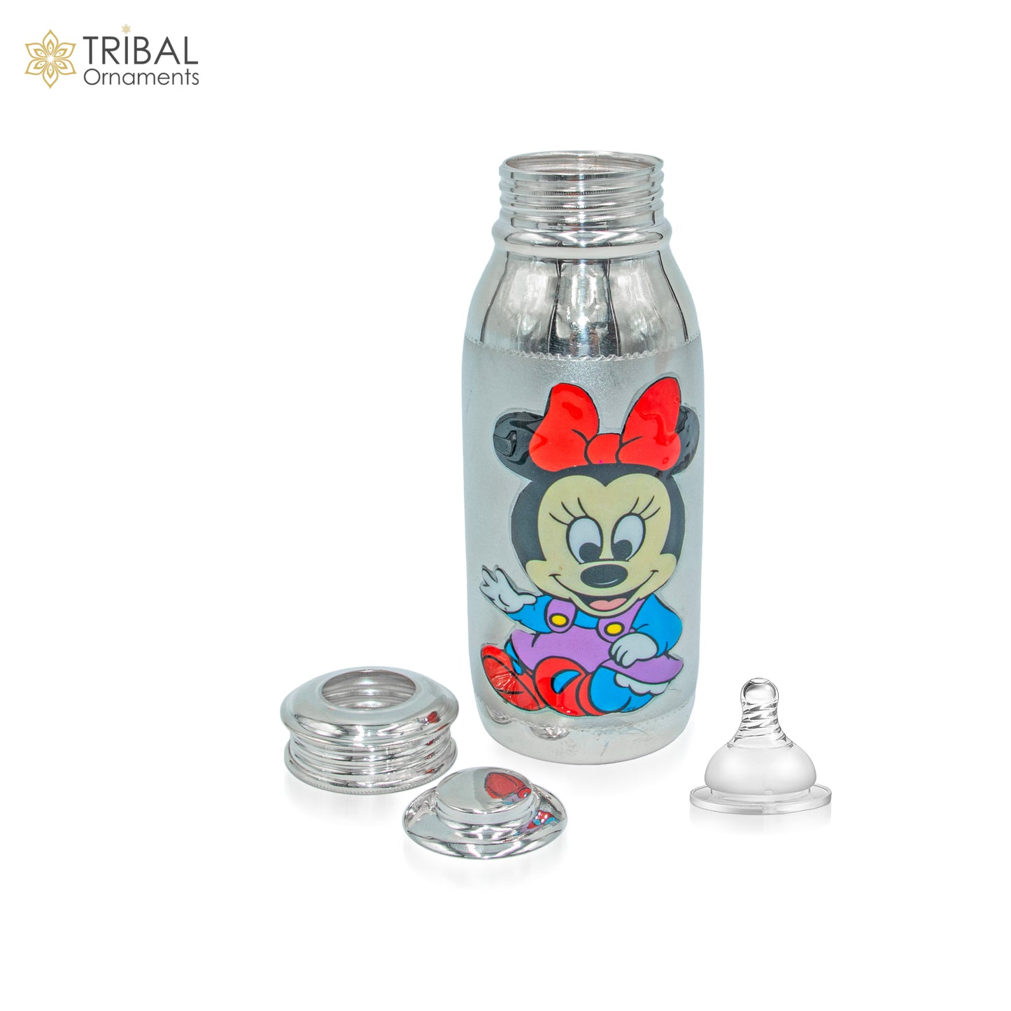 925 Sterling silver mickey mouse cartoon design baby feeder milk bottle/ baby water bottle/ best kids gifting article sv305 - TRIBAL ORNAMENTS