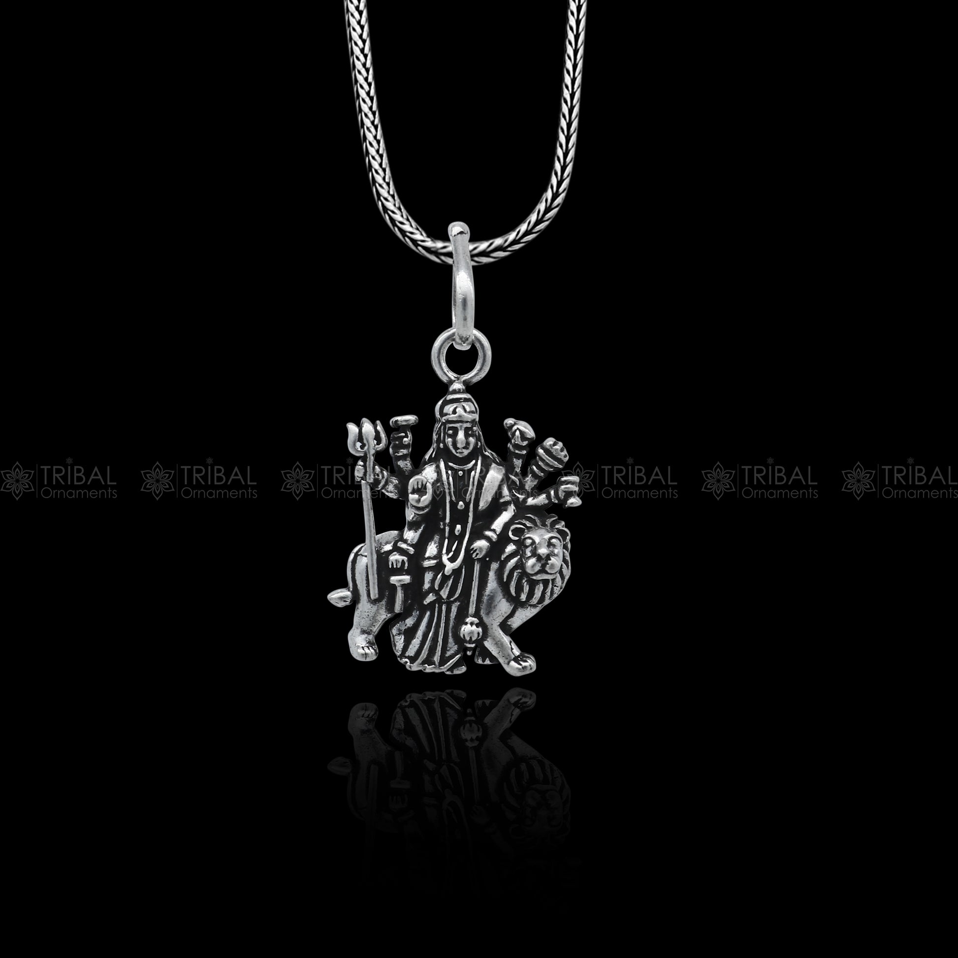 925 sterling silver handmade Lord Durga  maa design stylish pendant nsp992 - TRIBAL ORNAMENTS
