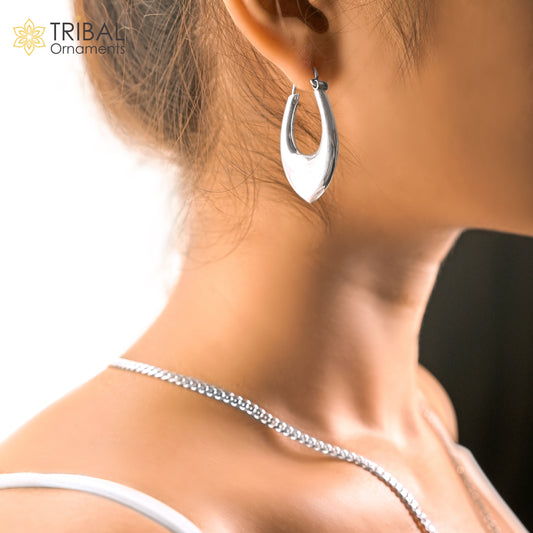 Vintage Design 925 sterling silver fabulous hoops earring, tribal kundal earring from Rajasthan India, best gifting unisex jewelry s1127 - TRIBAL ORNAMENTS