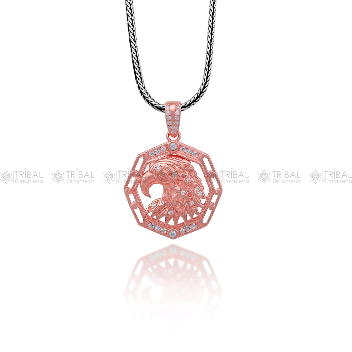 925 Sterling silver Garuda ( Eagle ) design rose gold polished pendant nsp951 - TRIBAL ORNAMENTS