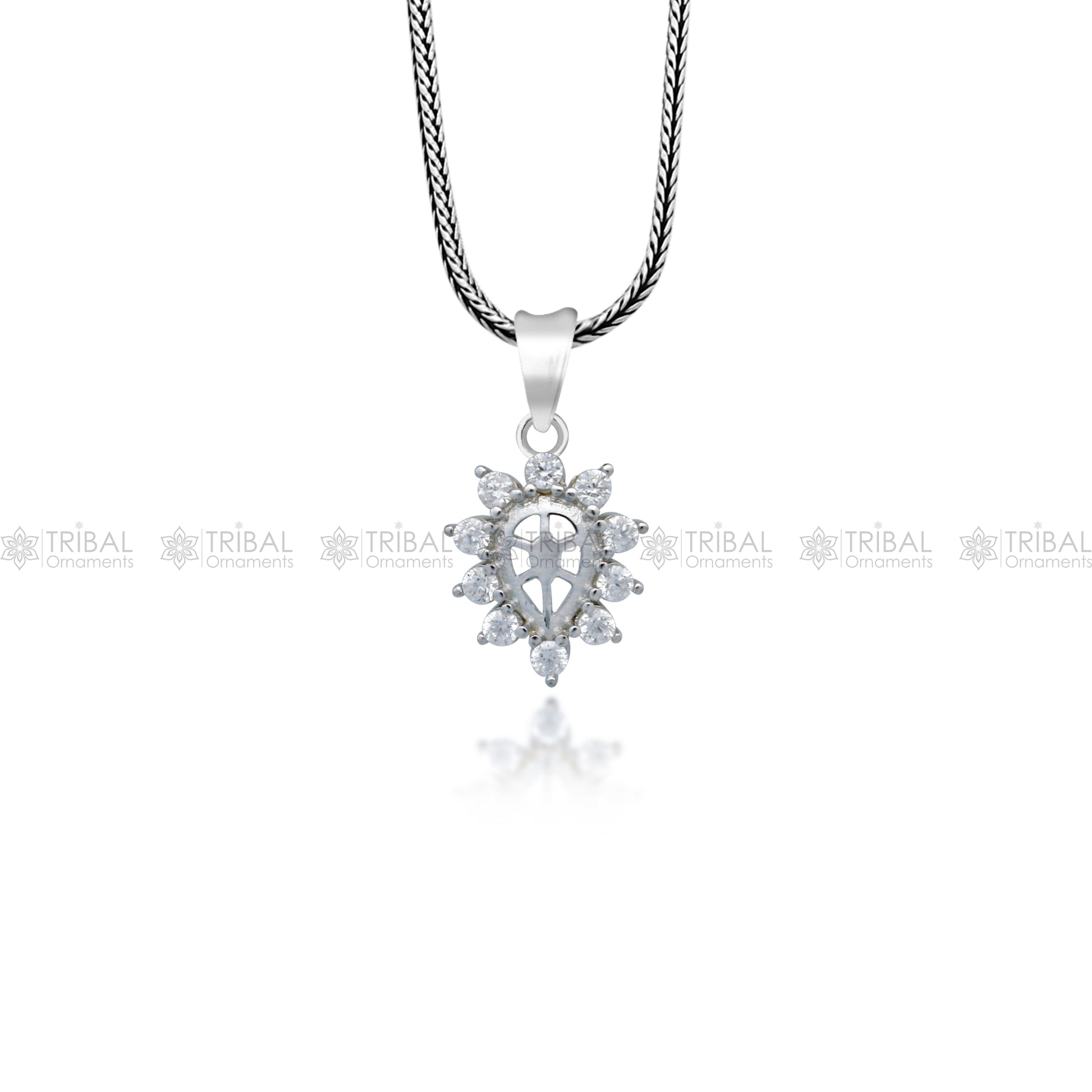 925 Sterling silver unique design diamond pendant nsp927 - TRIBAL ORNAMENTS