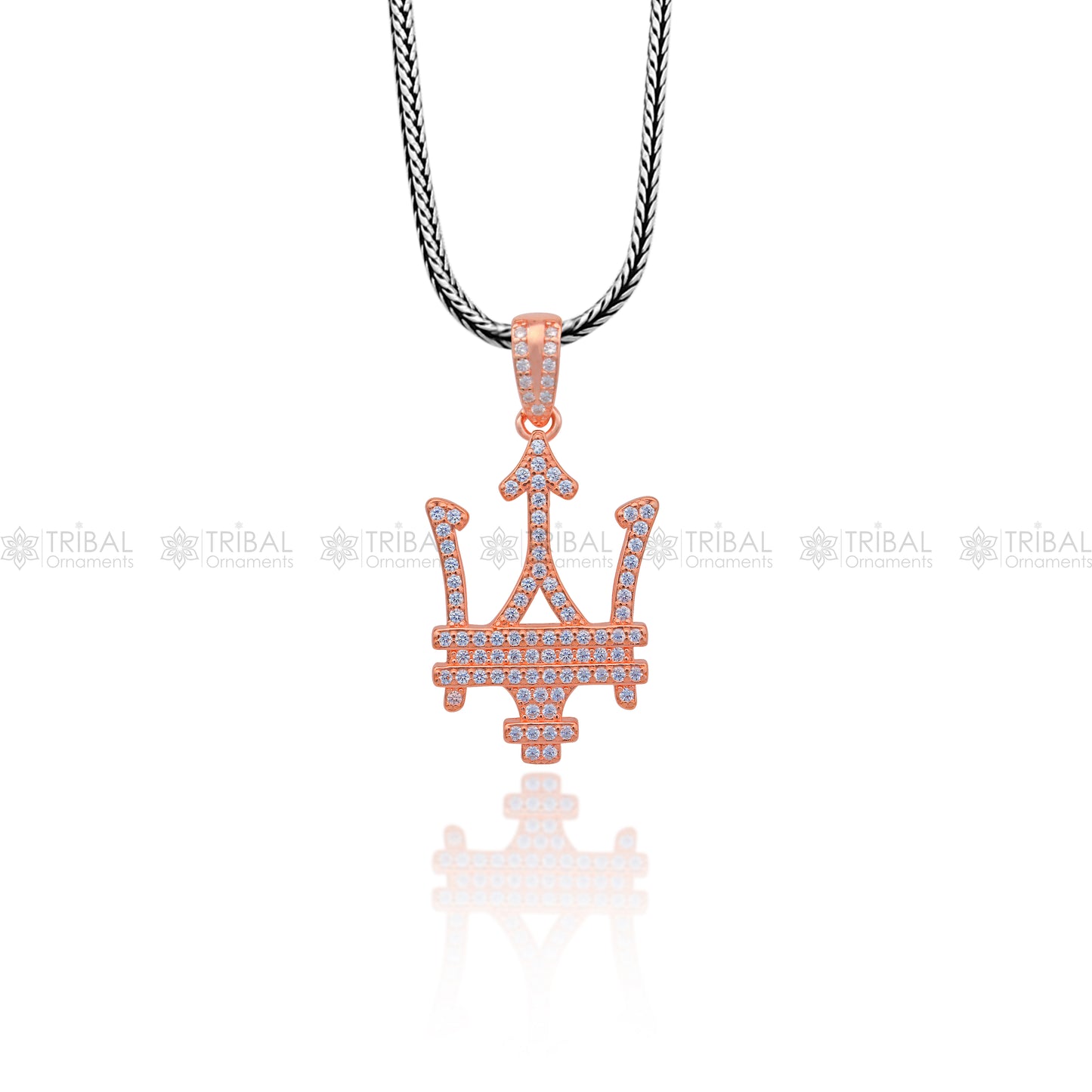 925 Sterling silver Maserati car logo rose gold polished pendant nsp952 - TRIBAL ORNAMENTS