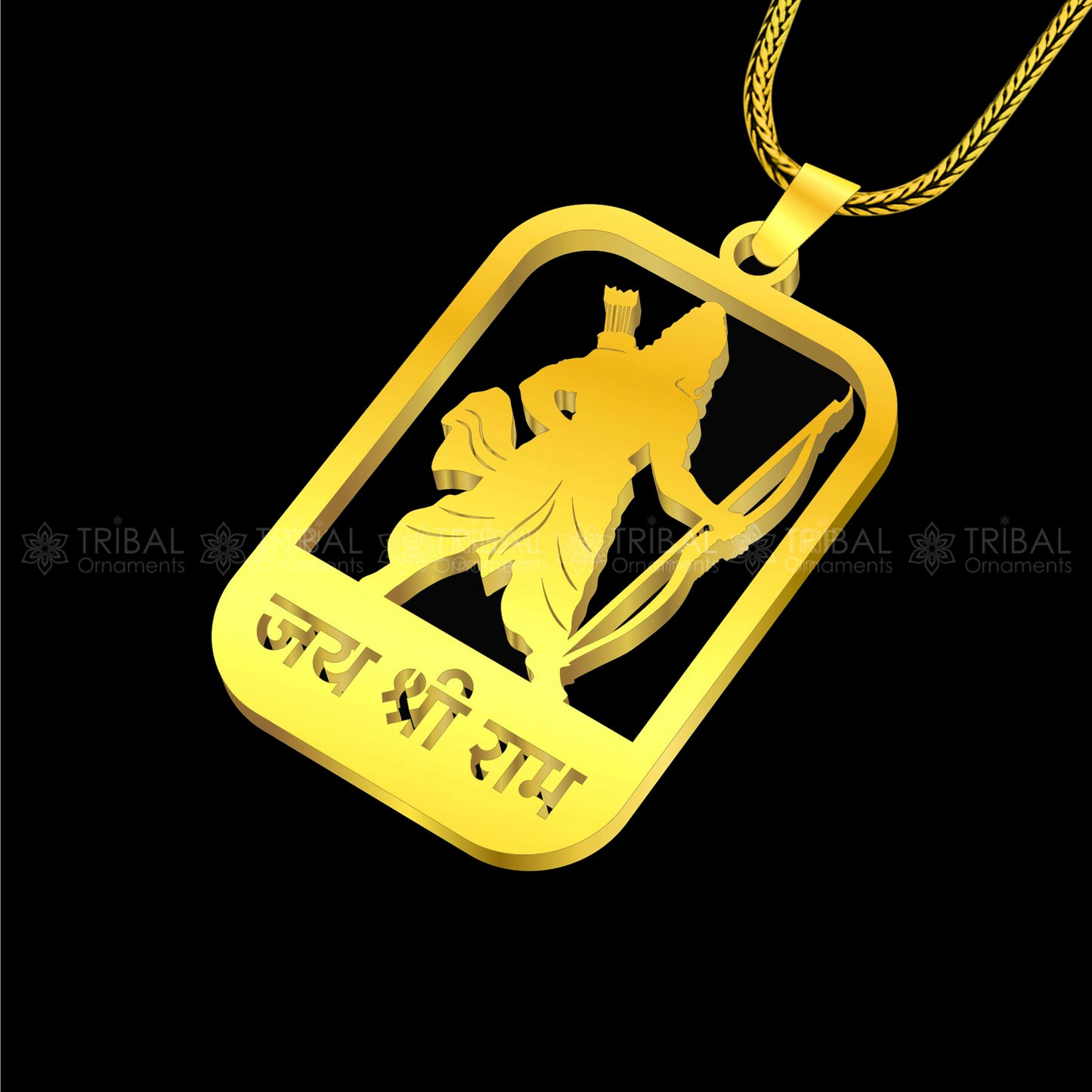 925 sterling silver handmand "Jai shree ram" ram mantra pendant nsp891 - TRIBAL ORNAMENTS