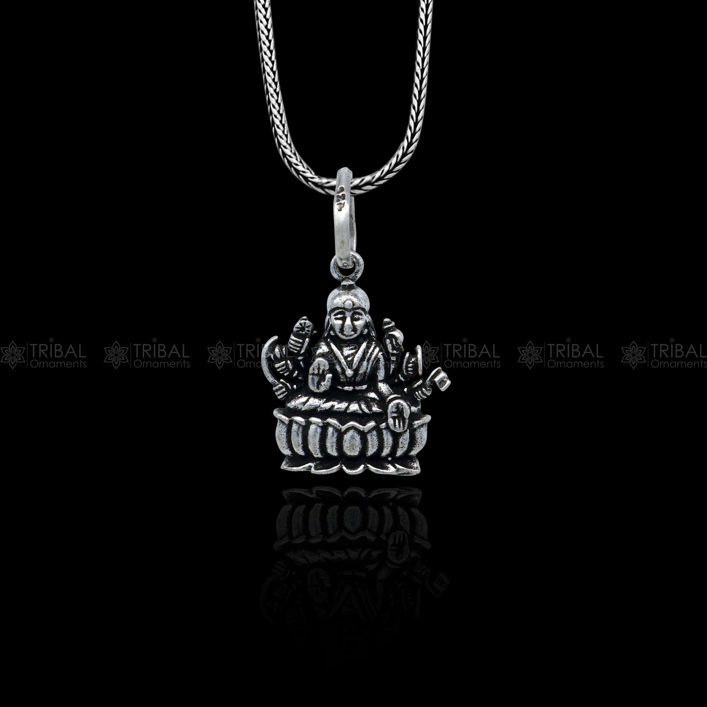 925 sterling silver handmade Lord Dhan Laxmi ji design stylish pendant nsp993 - TRIBAL ORNAMENTS
