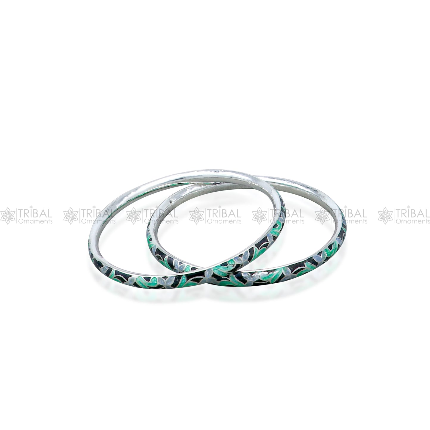 925 sterling meenakari work designer bangle bracelet pure silver gifting jewelry, brides made bangles ba436 - TRIBAL ORNAMENTS