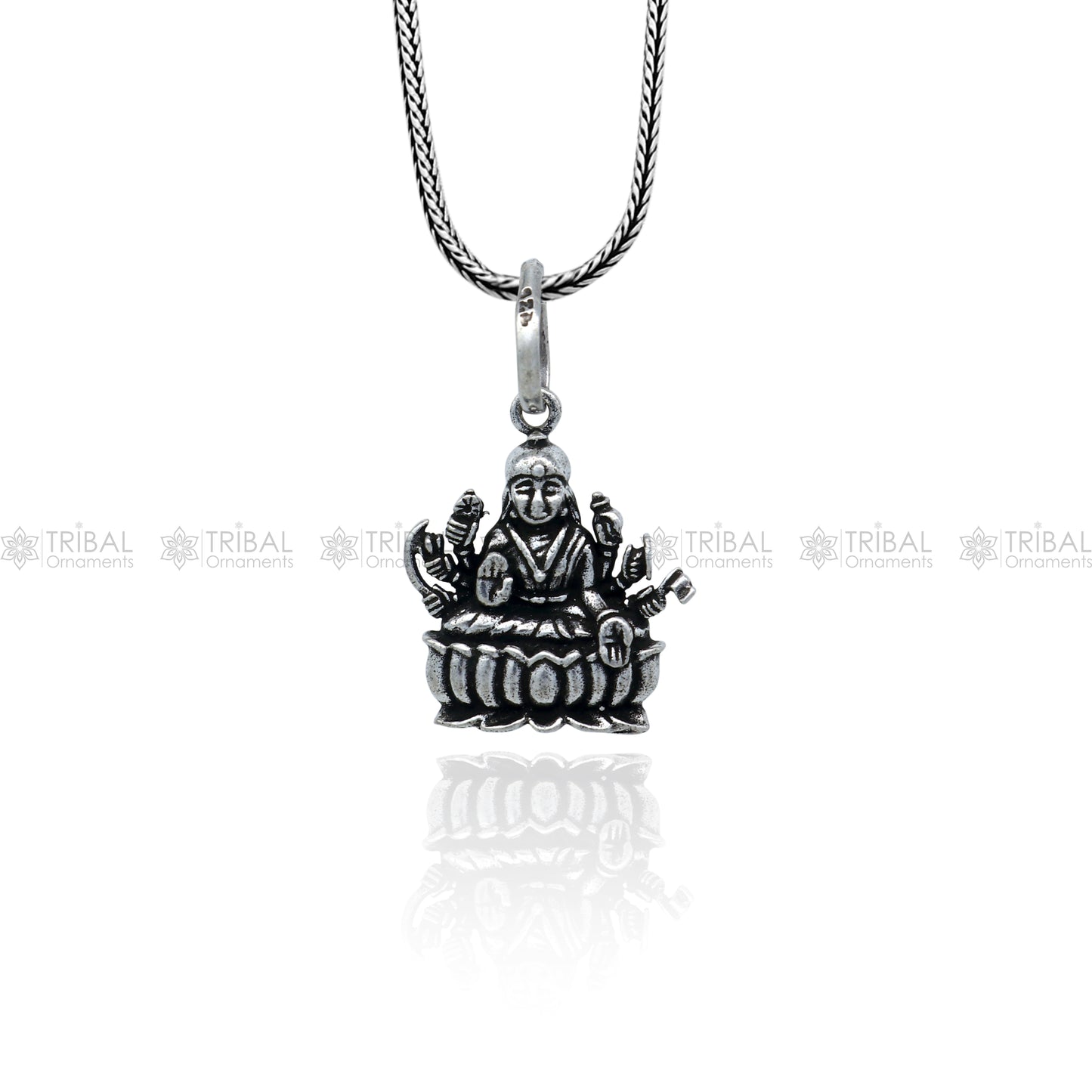 925 sterling silver handmade Lord Dhan Laxmi ji design stylish pendant nsp993 - TRIBAL ORNAMENTS
