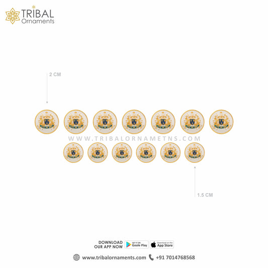 925 Sterling silver handmade gorgeous horse design gold polished buttons set of 13 pc for men's coat or suit, best jewelry for all occasions btn56