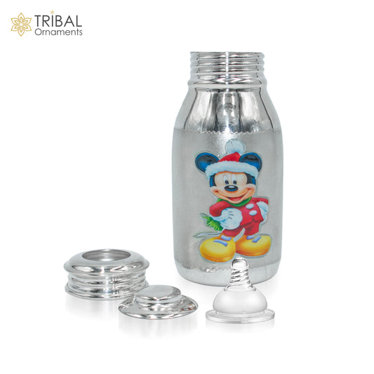 925 Sterling silver mickey  mouse cartoon design  baby feeder milk bottle/ baby water bottle/ best kids gifting article sv306 - TRIBAL ORNAMENTS