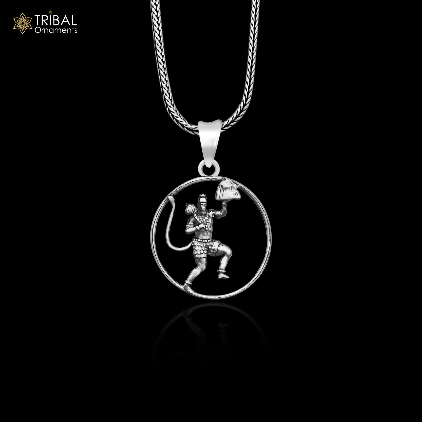 Solid 925 sterling silver Hindu Lord Hanuman flying pendant, Bajarangbali fabulous vintage antique pendant unisex gifting jewelry ssp924 - TRIBAL ORNAMENTS