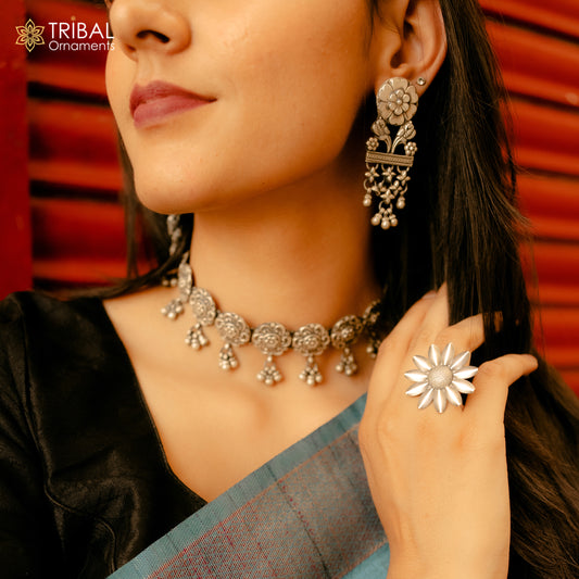 Indian Cultural design handmade silver fabulous vintage adjustable ring with amazing design indian tribal belly dance jewelry sr397