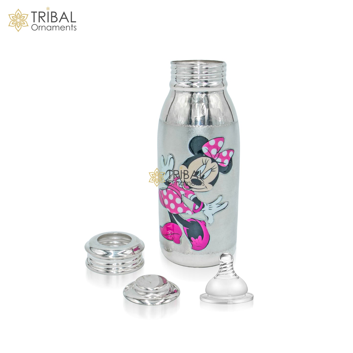 925 Sterling silver mickey mouse cartoon design baby feeder milk bottle/ baby water bottle/ best kids gifting article sv307 - TRIBAL ORNAMENTS