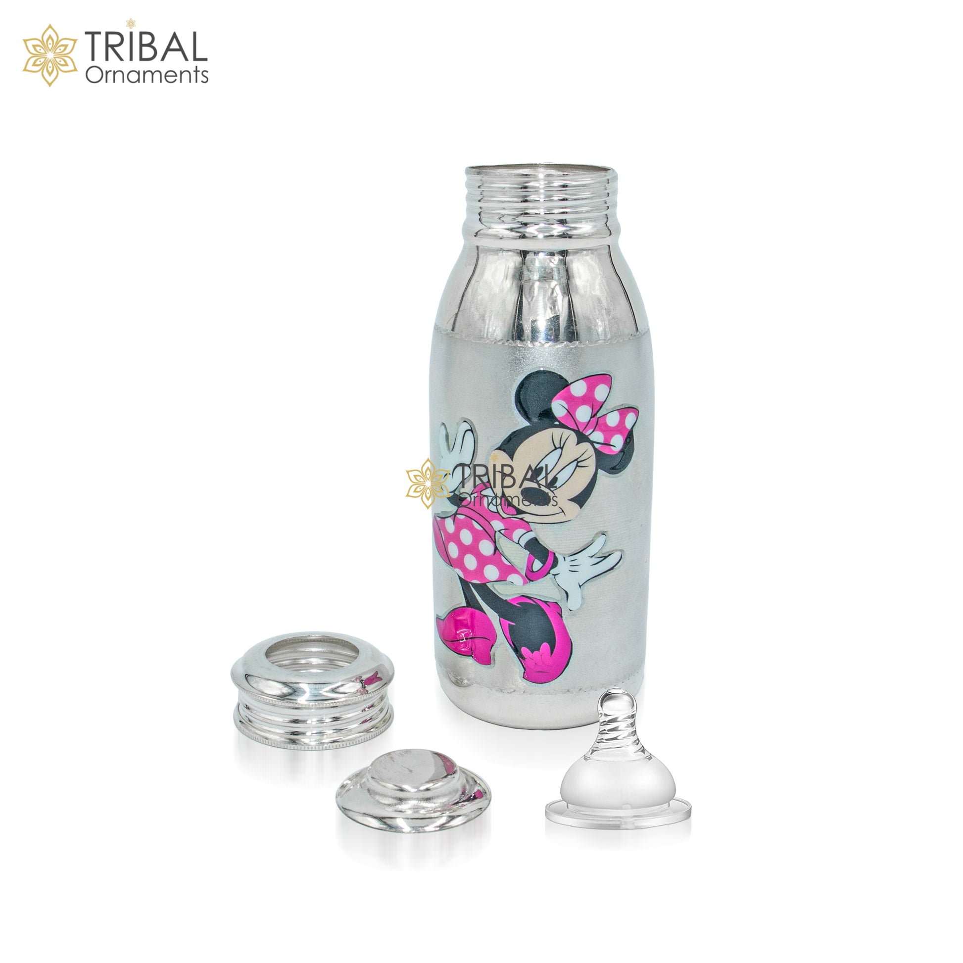 925 Sterling silver mickey  mouse cartoon design  baby feeder milk bottle/ baby water bottle/ best kids gifting article sv307 - TRIBAL ORNAMENTS
