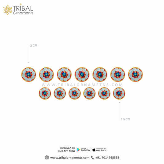 925 Sterling silver handmade gorgeous flower design gold polished buttons set of 13 pc for men's coat or suit, best jewelry for all occasions btn58