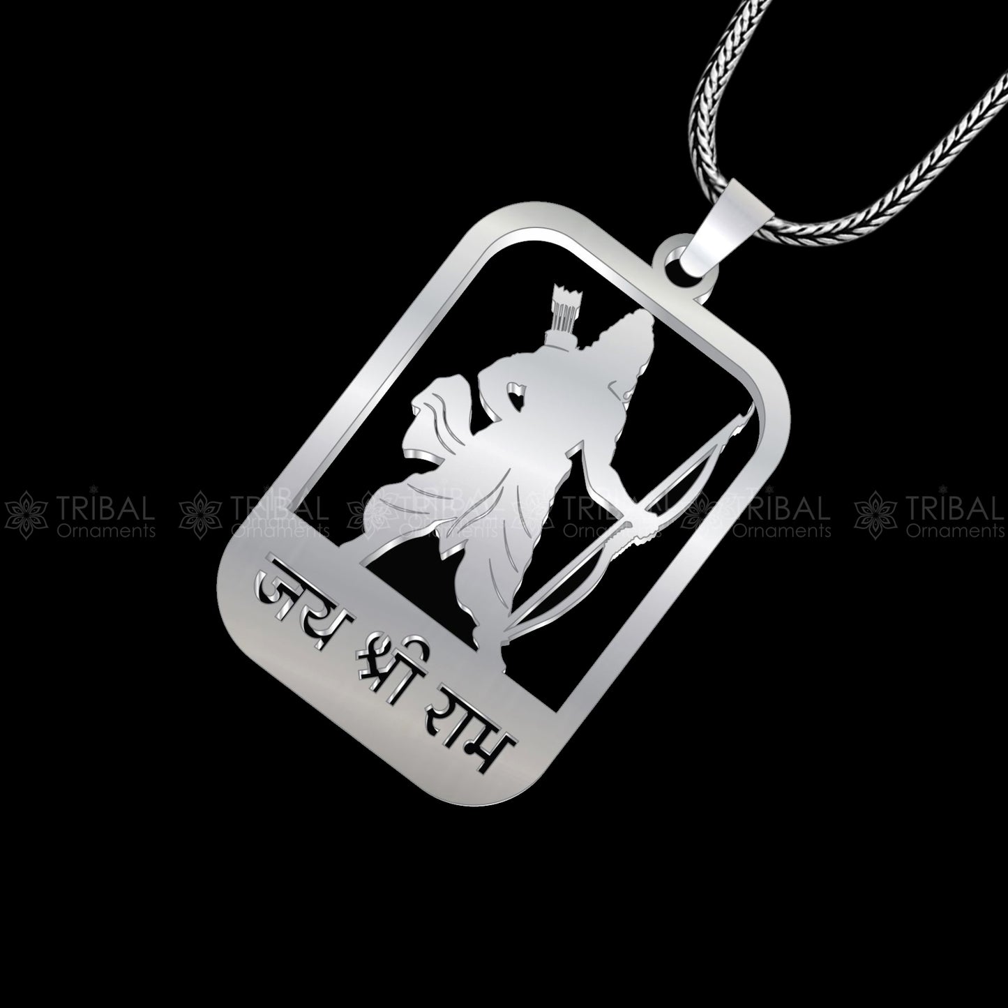 925 sterling silver handmand "Jai shree ram" ram mantra pendant nsp891 - TRIBAL ORNAMENTS