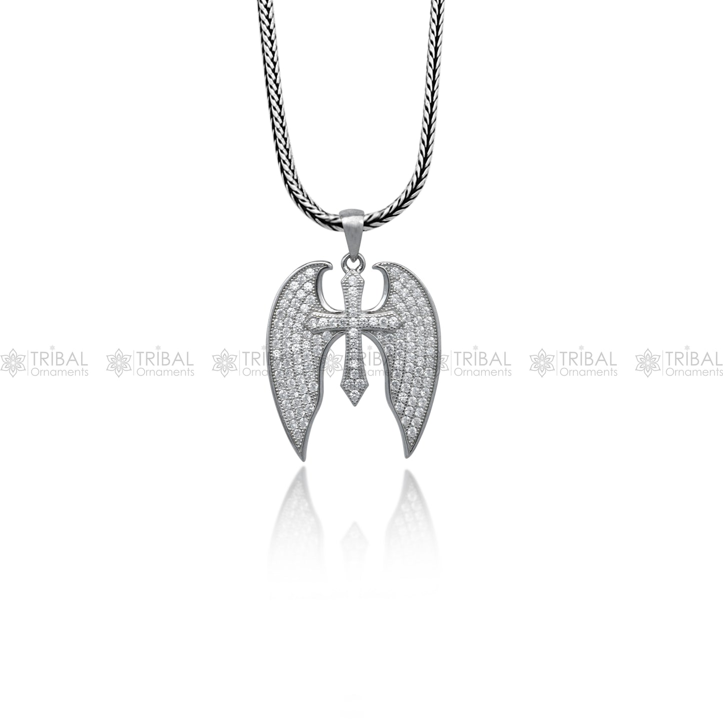 925 Sterling silver cross wings design pendant nsp954 - TRIBAL ORNAMENTS