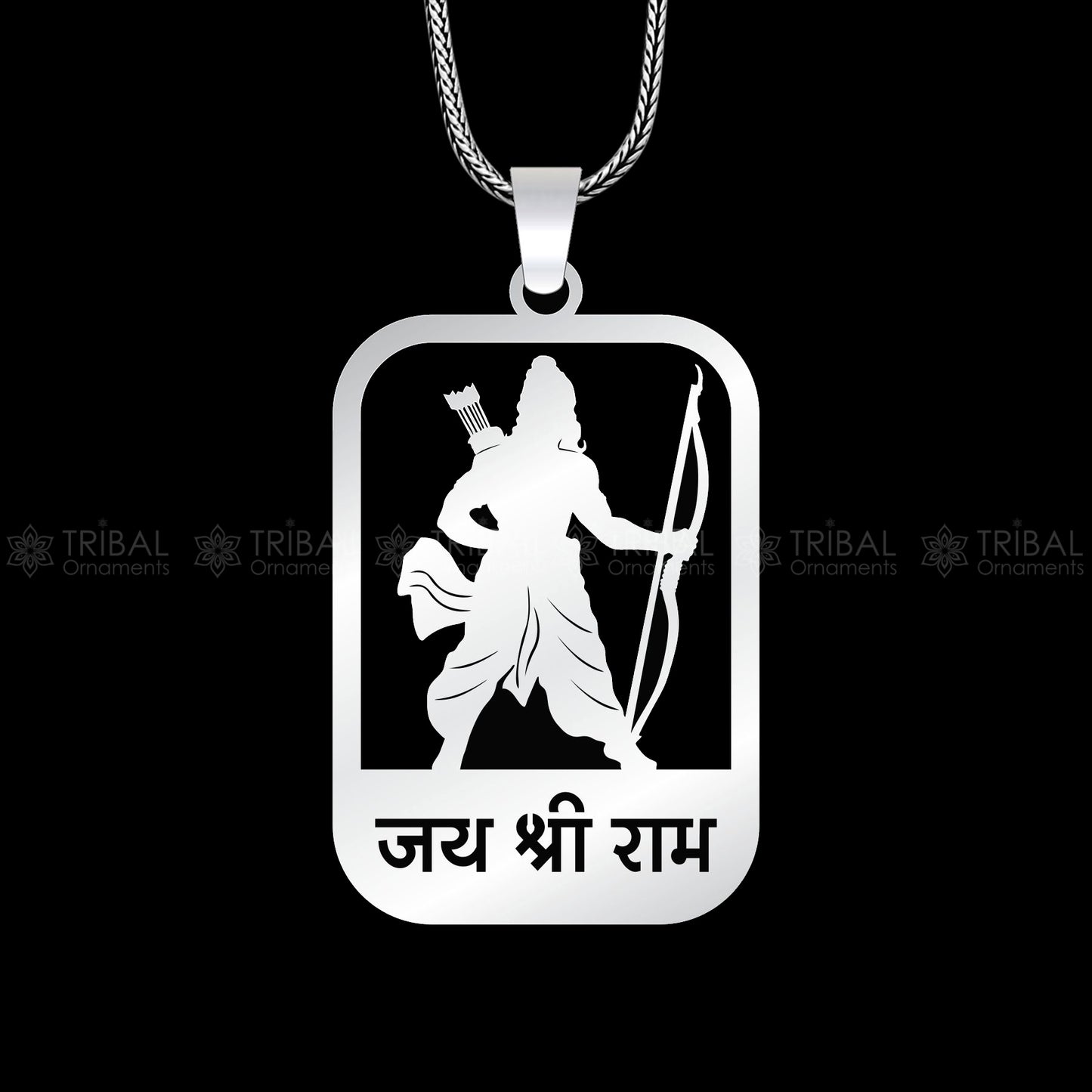 925 sterling silver handmand "Jai shree ram" ram mantra pendant nsp891 - TRIBAL ORNAMENTS