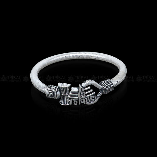 925 sterling silver handmade lord mahakal stylish kada bangle bracelet tribal jewelry nsk856 - TRIBAL ORNAMENTS