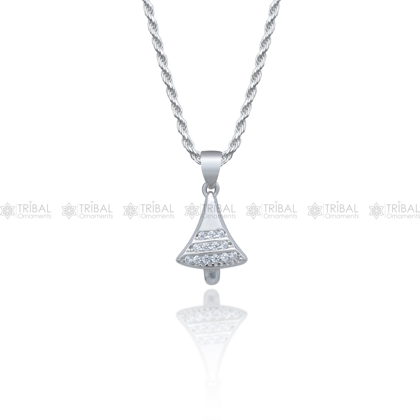 925 Sterling silver christmas diamond cubic zirconia stone pendant nsp983 - TRIBAL ORNAMENTS