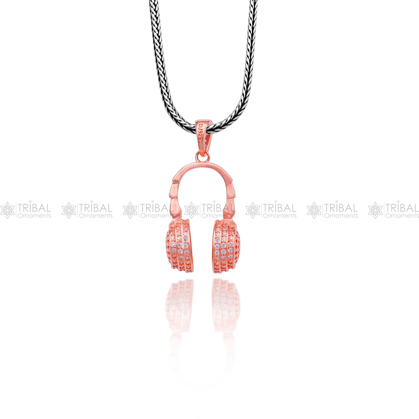 925 Sterling silver Head phones design rose gold polished pendant nsp953 - TRIBAL ORNAMENTS