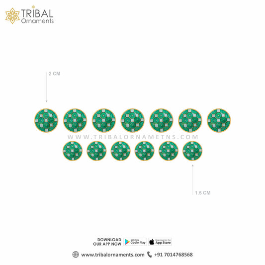 925 Sterling silver handmade gorgeous flower design gold polished buttons set of 13 pc for men's coat or suit, best jewelry for all occasions btn60