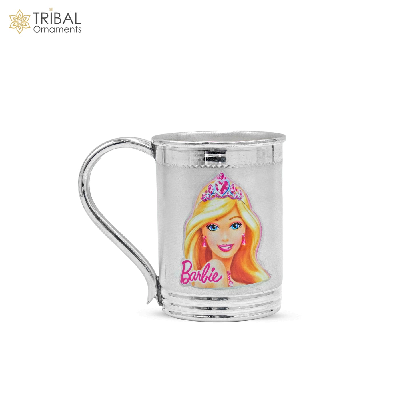 925 sterling silver handmade barbie design coffee cup or water milk cup tumbler, silver baby food flask, silver kids utensils gift sv298 - TRIBAL ORNAMENTS