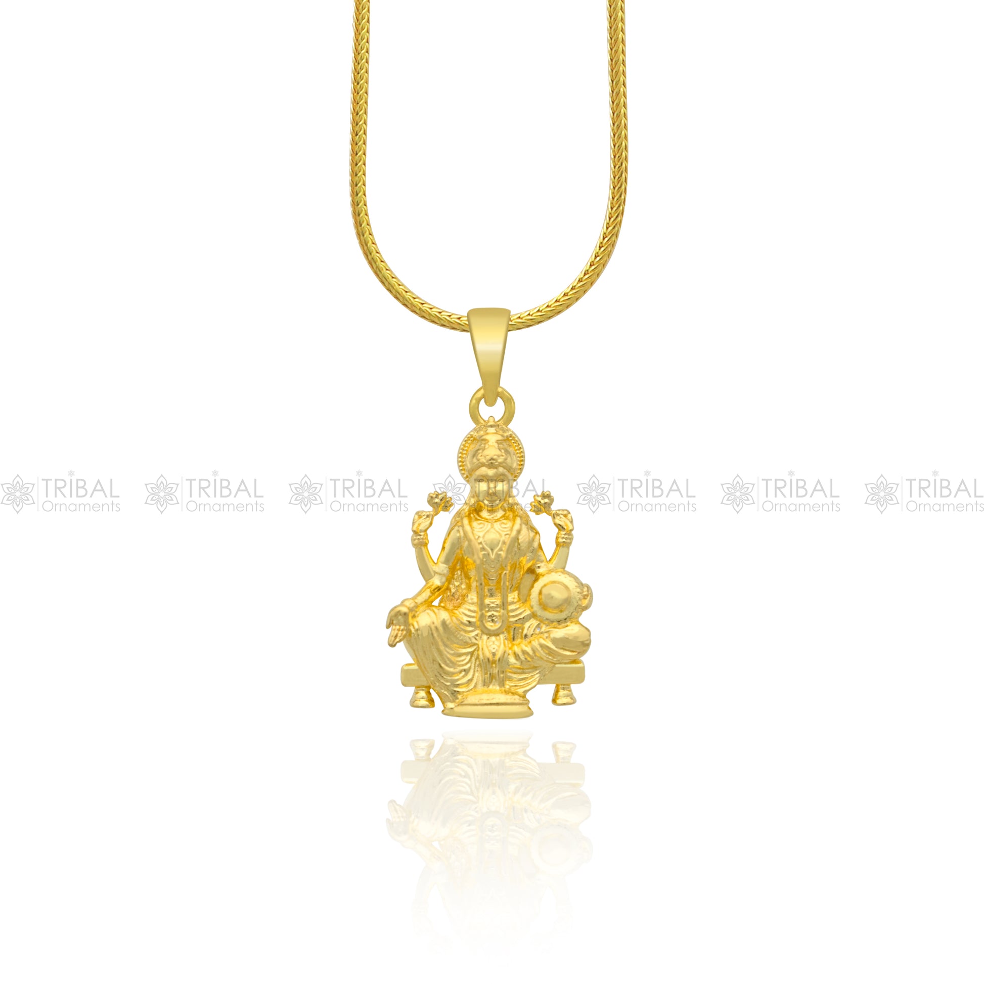 925 sterling silver gold polished Lord Maha Laxmi ji divine pendant nsp902 - TRIBAL ORNAMENTS