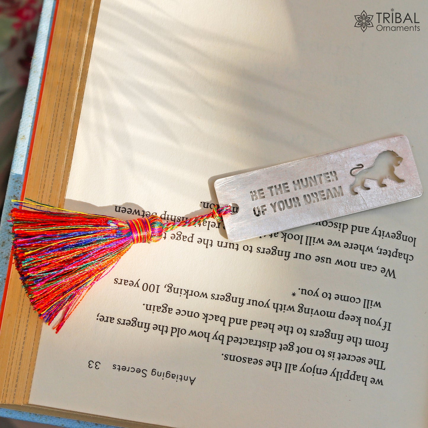 925 Sterling silver handmade lion design personalized bookmark customized jewellery su1329 - TRIBAL ORNAMENTS