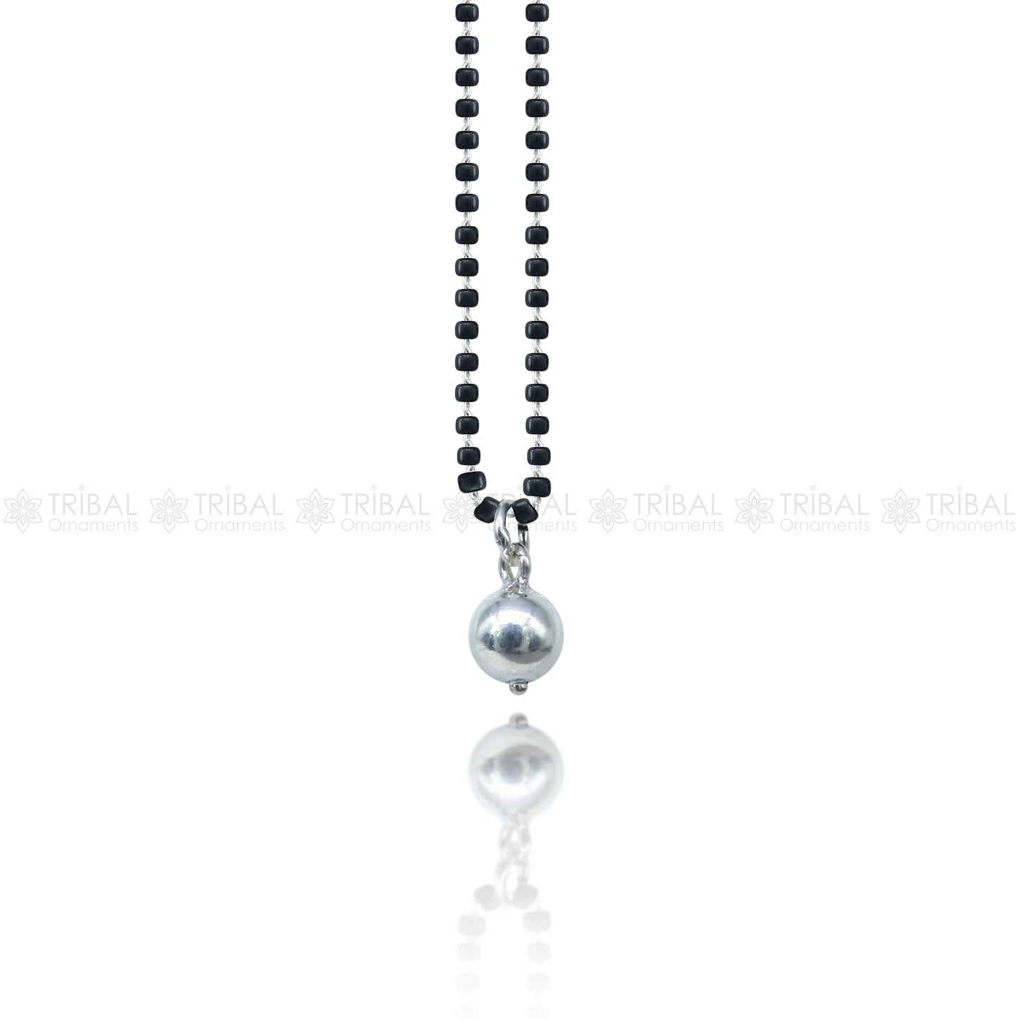 925 sterling silver black beads chain and silver beads necklace, vintage stylish fancy necklace ms151 - TRIBAL ORNAMENTS