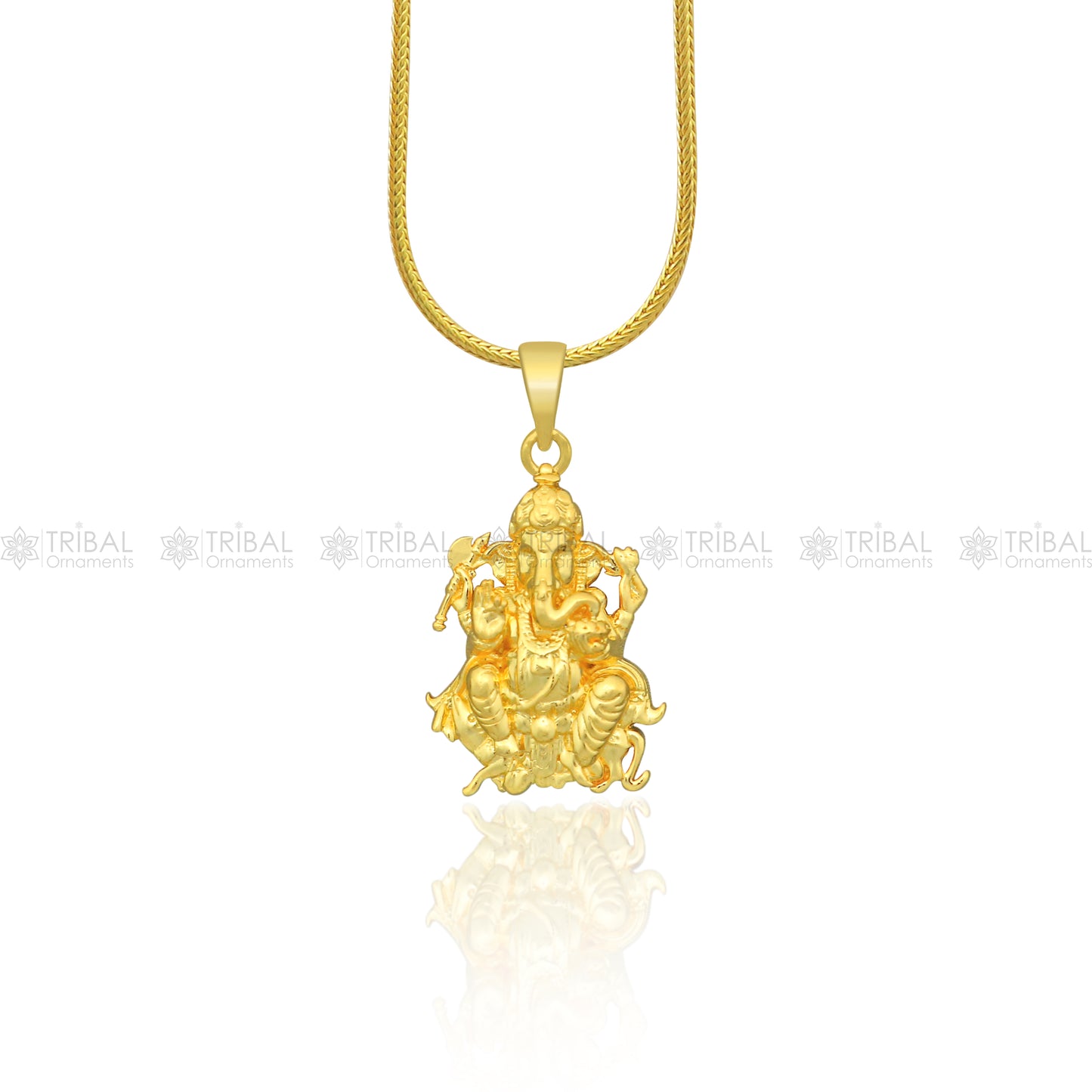 925 sterling silver gold polished Lord Ganesha divine pendant nsp906 - TRIBAL ORNAMENTS