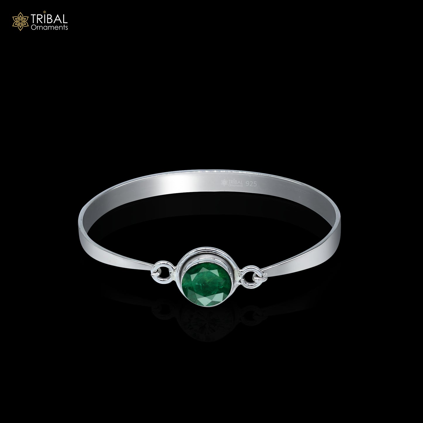 925 sterling silver handmade Stone design stylish kada bangle bracelet tribal jewelry nsk855 - TRIBAL ORNAMENTS