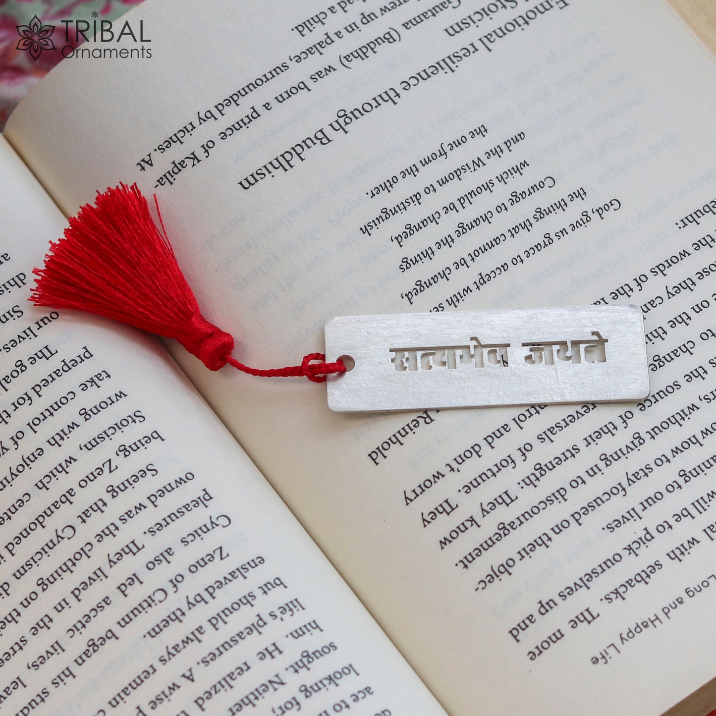 925 Sterling silver handmade silver Satyameva Jayate means 'Truth alone triumphs' personalized bookmark customized jewellery su1330 - TRIBAL ORNAMENTS