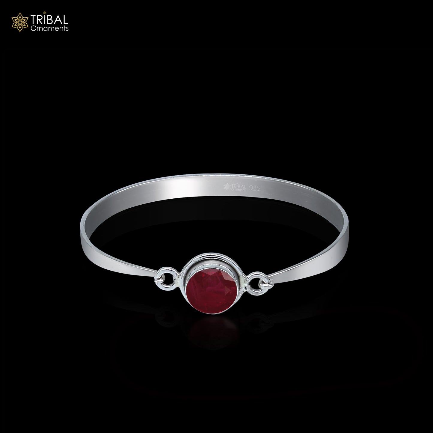 925 sterling silver handmade Stone design stylish kada bangle bracelet tribal jewelry nsk855 - TRIBAL ORNAMENTS