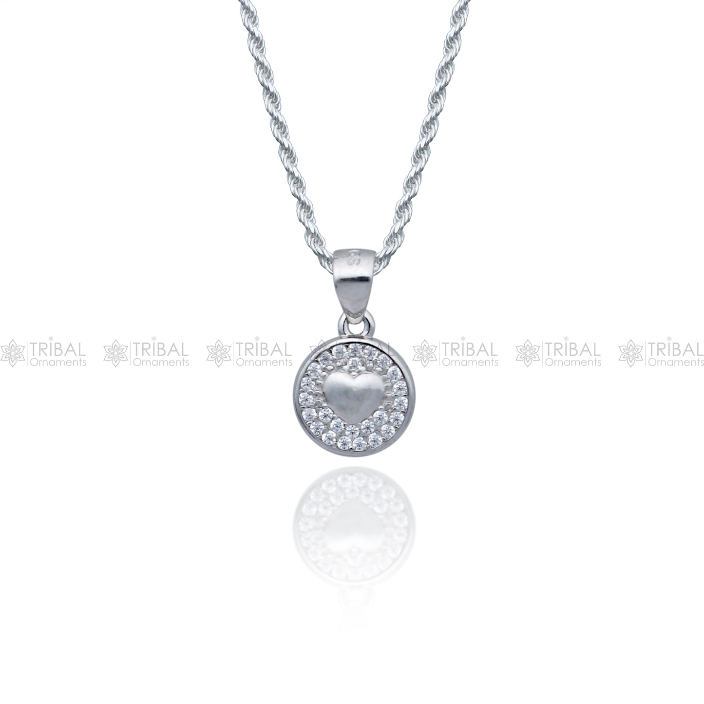 925 Sterling silver Heart shape diamond cubic zirconia stone pendant nsp977 - TRIBAL ORNAMENTS
