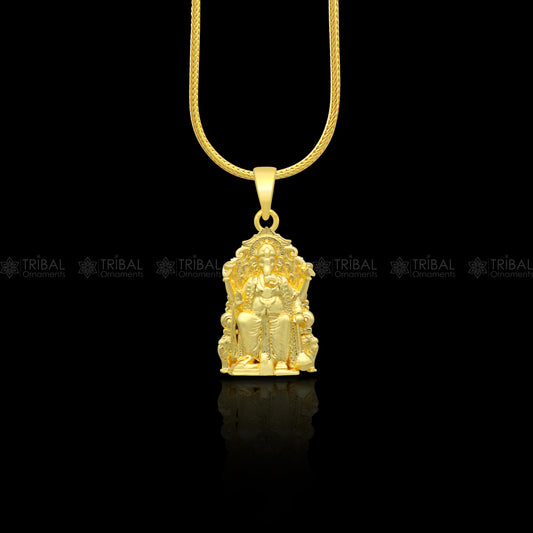 925 sterling silver gold polished Lord Ganesha divine pendant nsp920 - TRIBAL ORNAMENTS