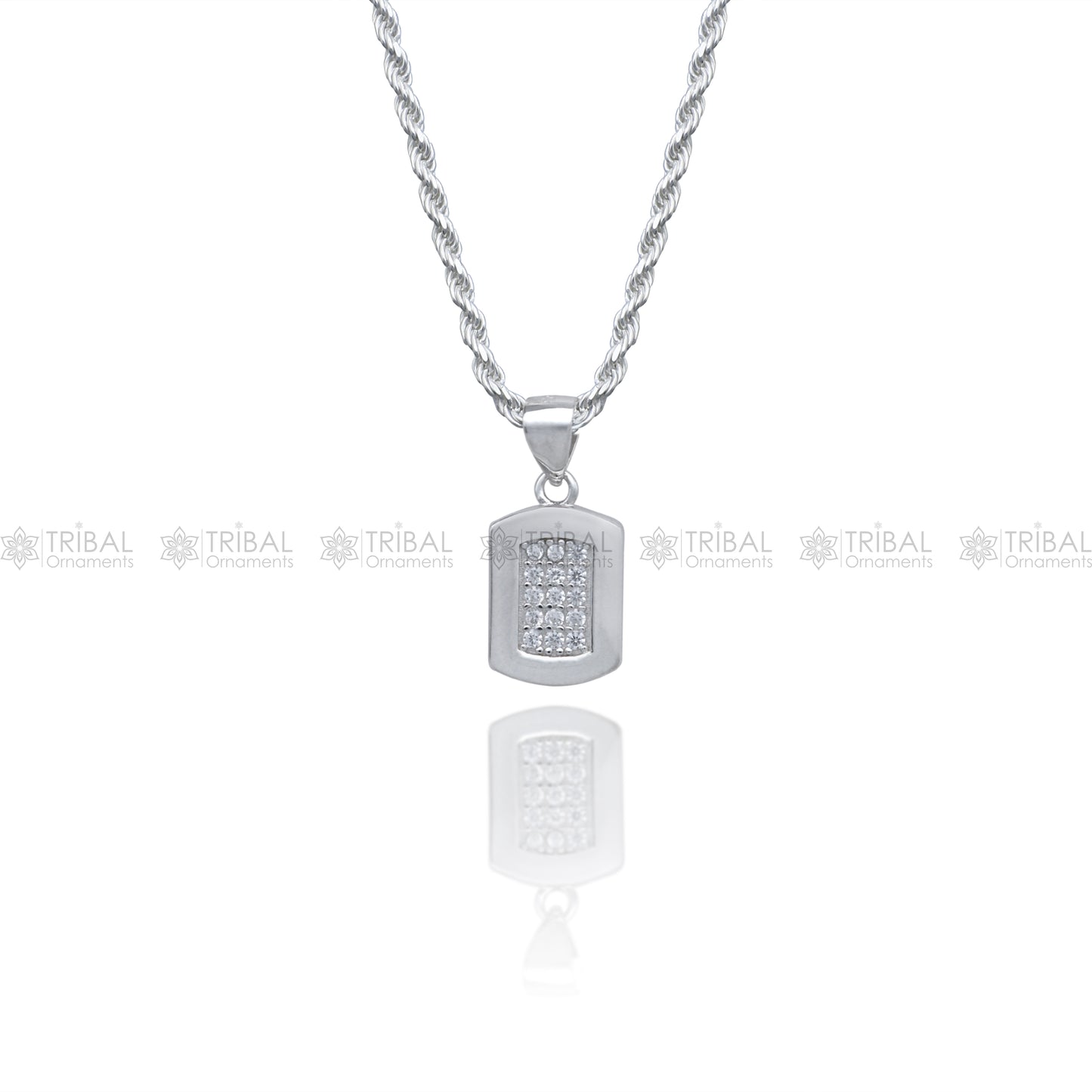 925 Sterling silver Fashionable diamond cubic zirconia stone  pendant set nsp974 - TRIBAL ORNAMENTS