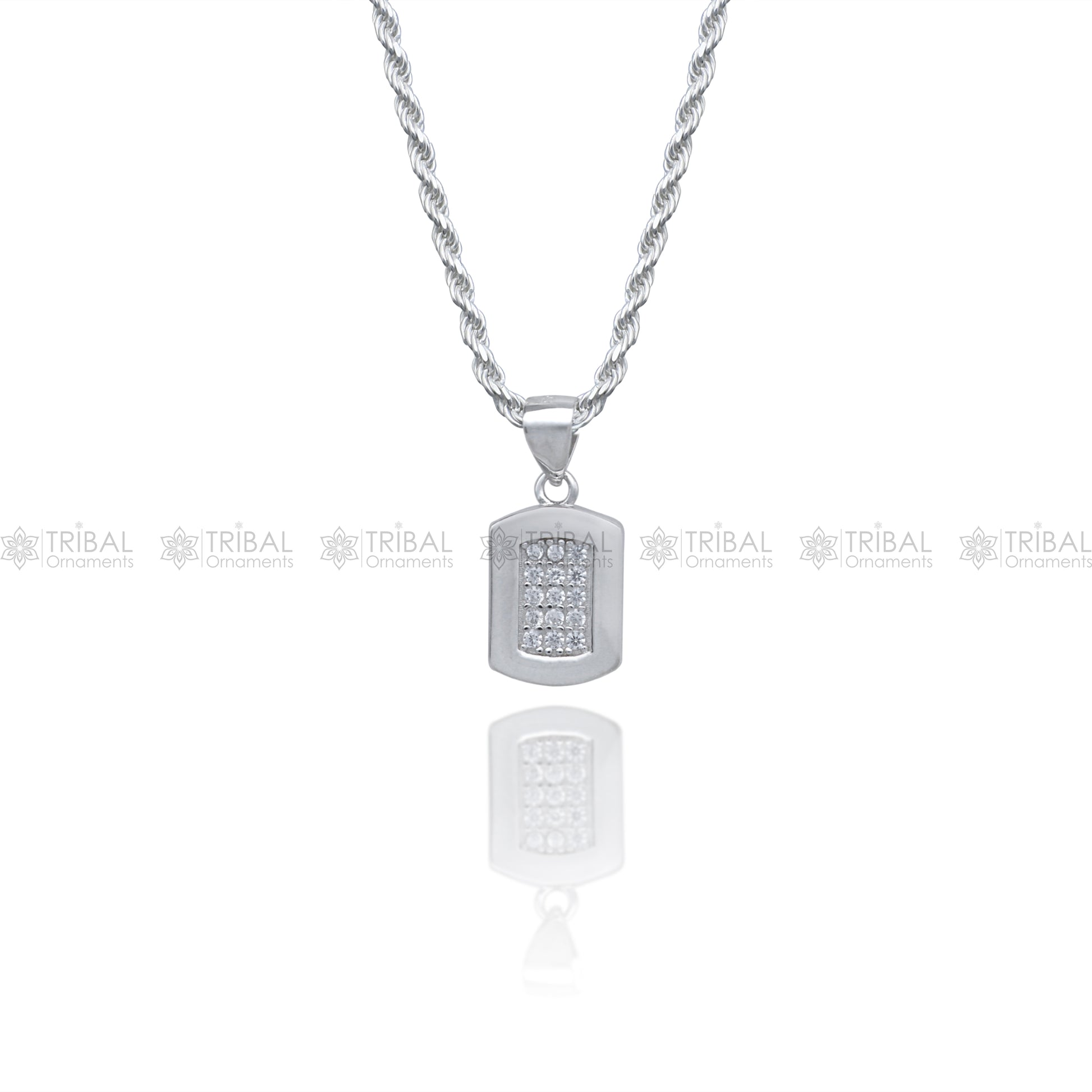 925 Sterling silver Fashionable diamond cubic zirconia stone  pendant set nsp974 - TRIBAL ORNAMENTS
