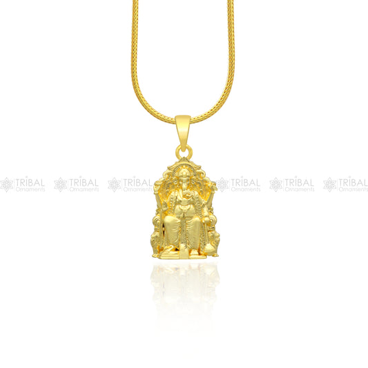 925 sterling silver gold polished Lord Ganesha divine pendant nsp920 - TRIBAL ORNAMENTS