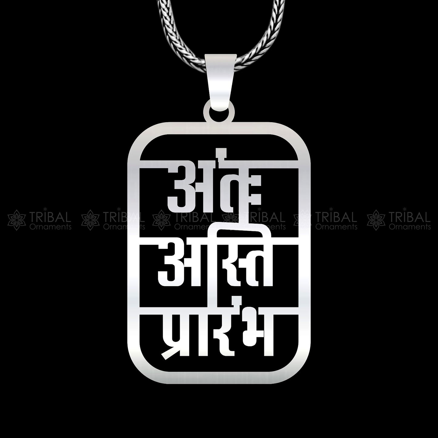 925 sterling silver handmand Antah Asti Prarambh pendant nsp894 - TRIBAL ORNAMENTS