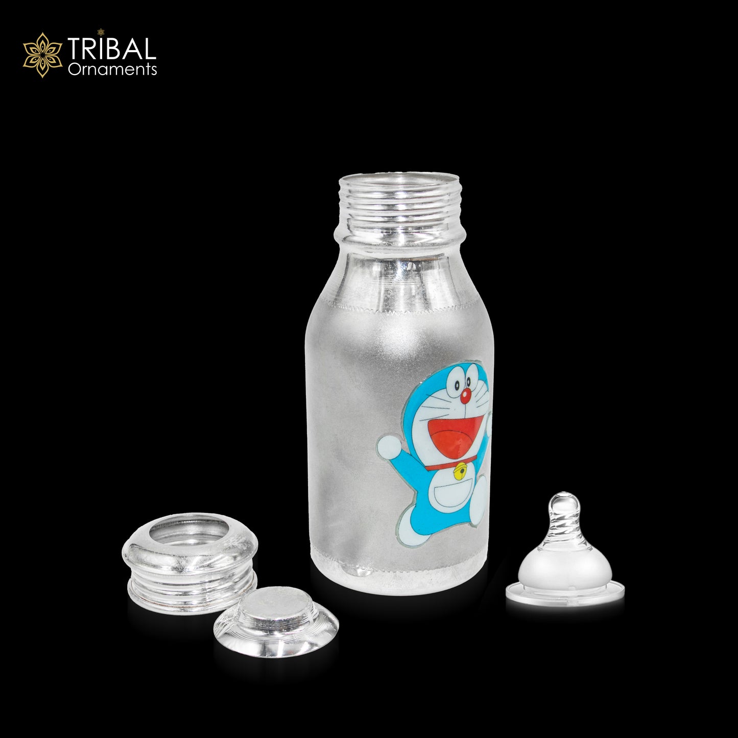925 Sterling silver doraemon cartoon design baby feeder milk bottle/ baby water bottle/ best kids gifting article sv308 - TRIBAL ORNAMENTS