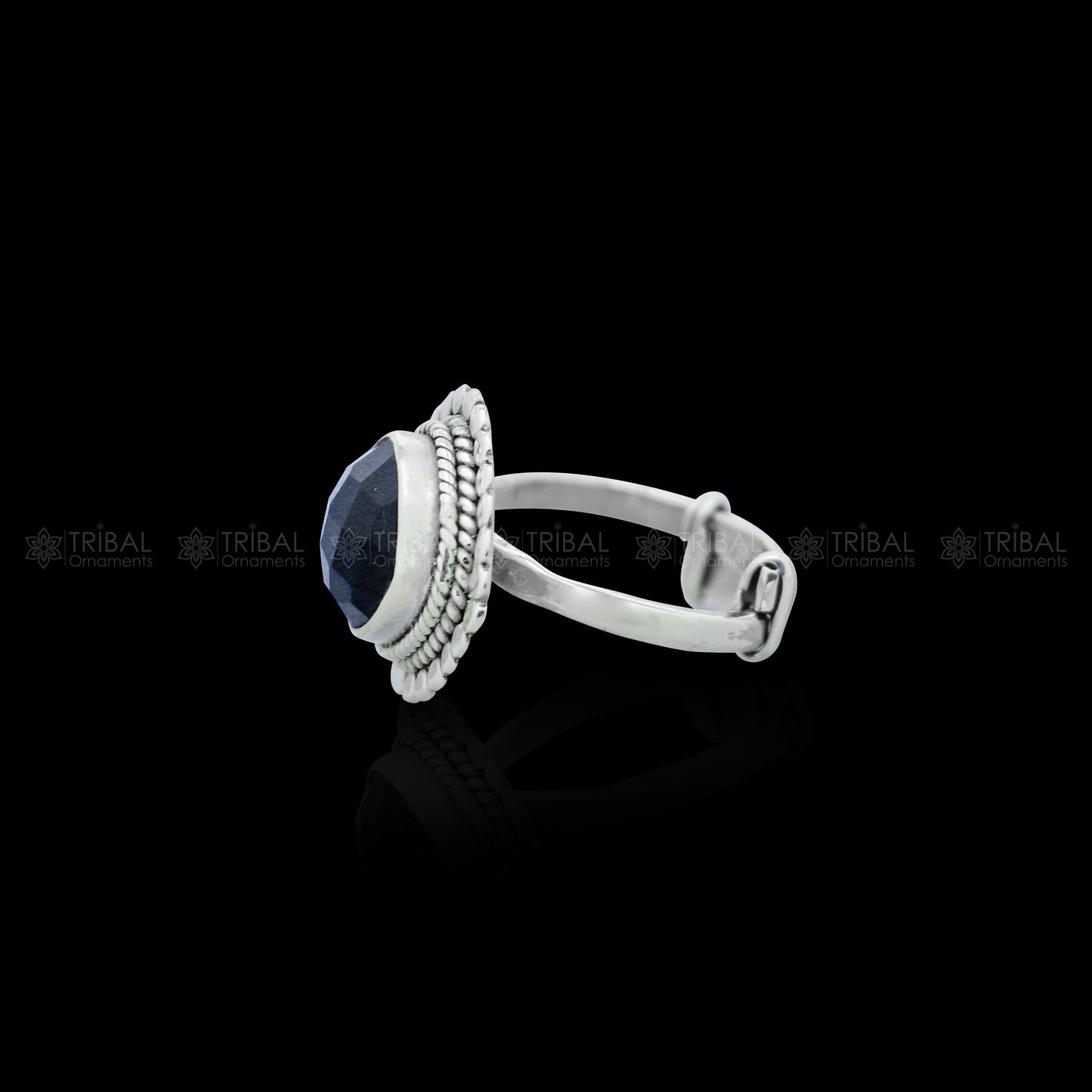 925 sterling silver black colour stone ring Jewelry sr732 - TRIBAL ORNAMENTS