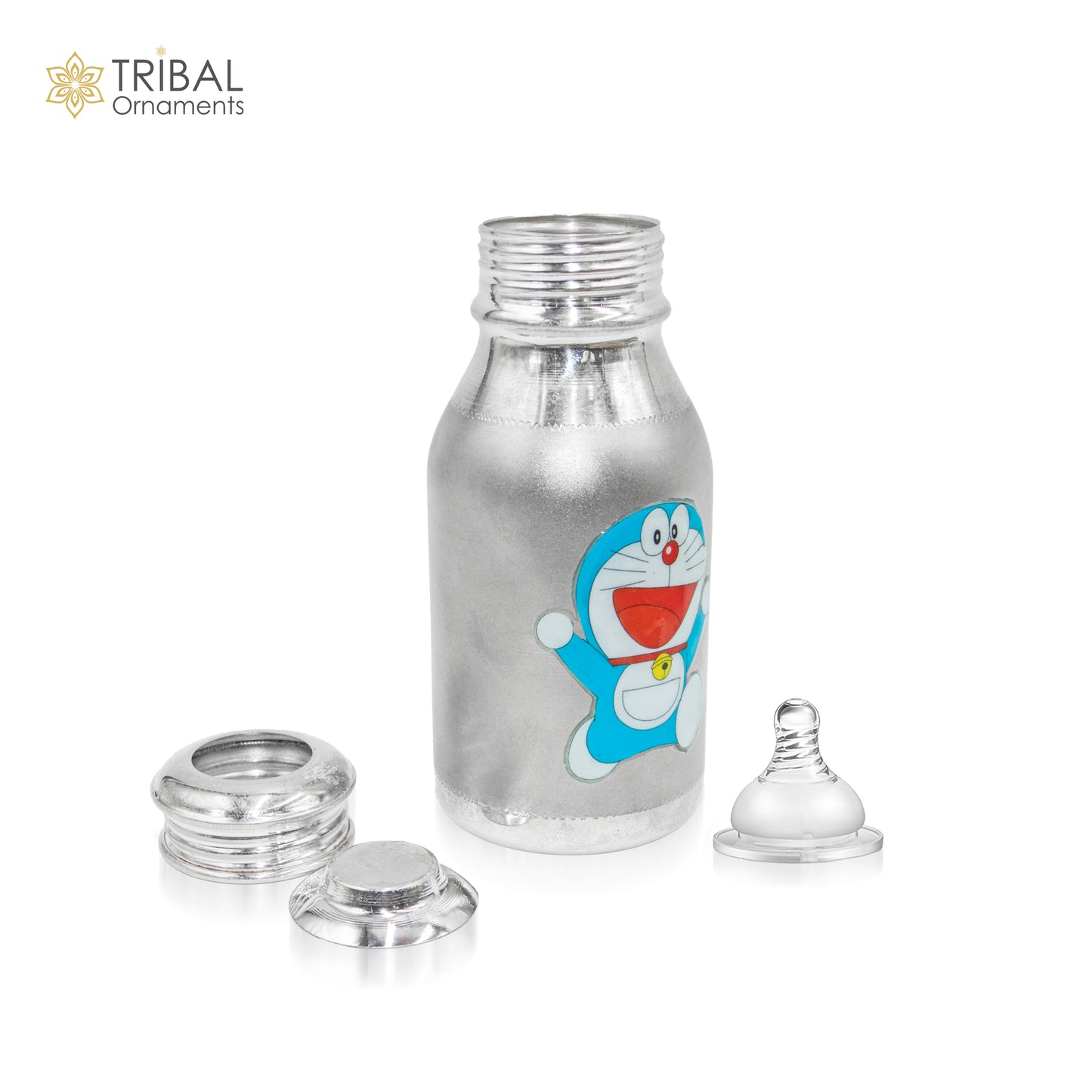 925 Sterling silver doraemon cartoon design baby feeder milk bottle/ baby water bottle/ best kids gifting article sv308 - TRIBAL ORNAMENTS