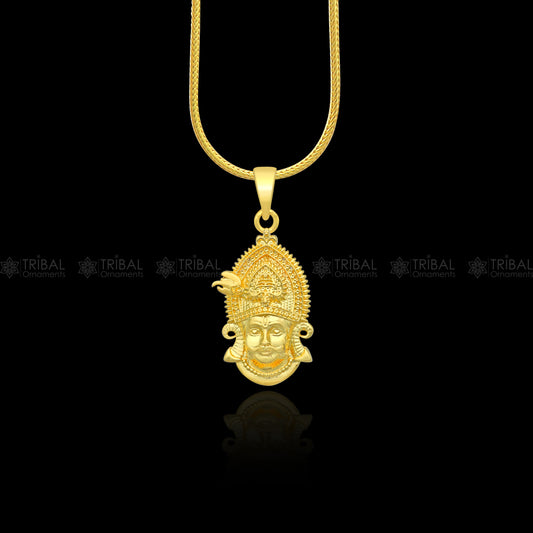 925 sterling silver Khatu Shyam pendant/ lord Krishna, amazing divine pendant locket tribal jewelry nsp916 - TRIBAL ORNAMENTS
